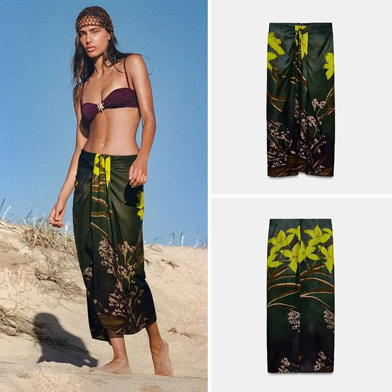 

Весенняя новинка: Женский шарф-платок с принтом и цветочным декором, узелковый дизайн, для женщин 8-25 лет, сезон 2026