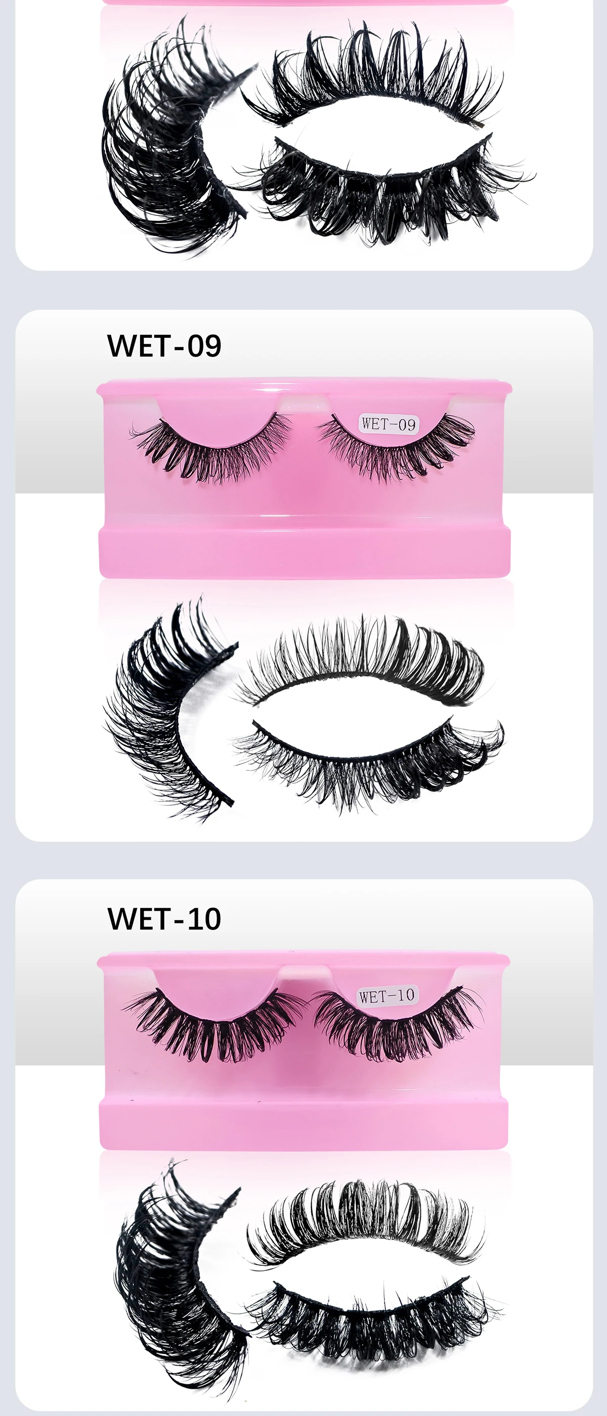 Neue Wet Spikey Lashes Make-up D-Curl Russische Streifen-Wimpern, Künstliche Wimpern für Cosplay, Natürliche Volle Streifen-Wimpern – Detail 6
