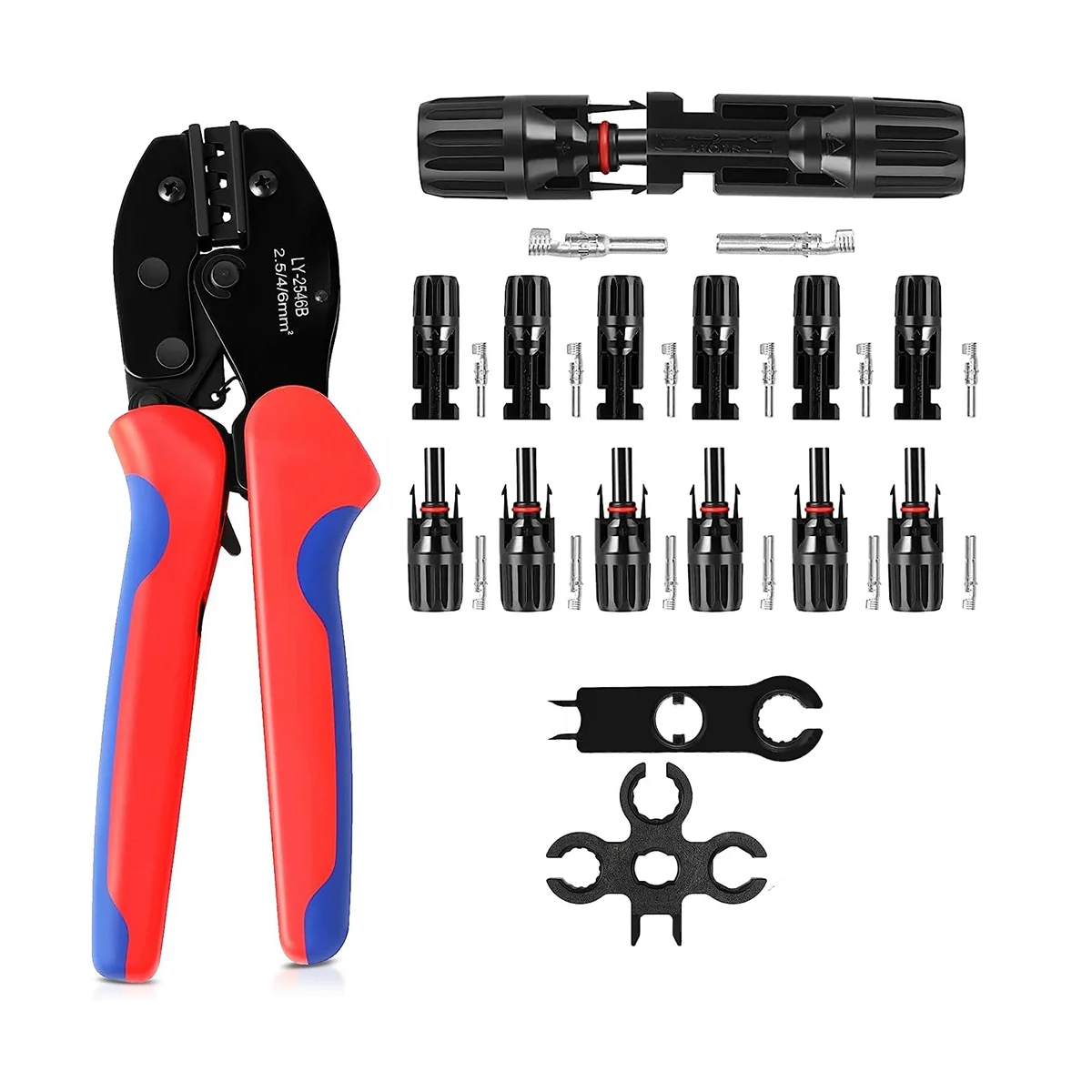 

Solar Crimping Pliers Crimp Tools for 2.5/4/6mm² Solar Panel PV Cable, 6 Pairs of Male/Female Solar Plug