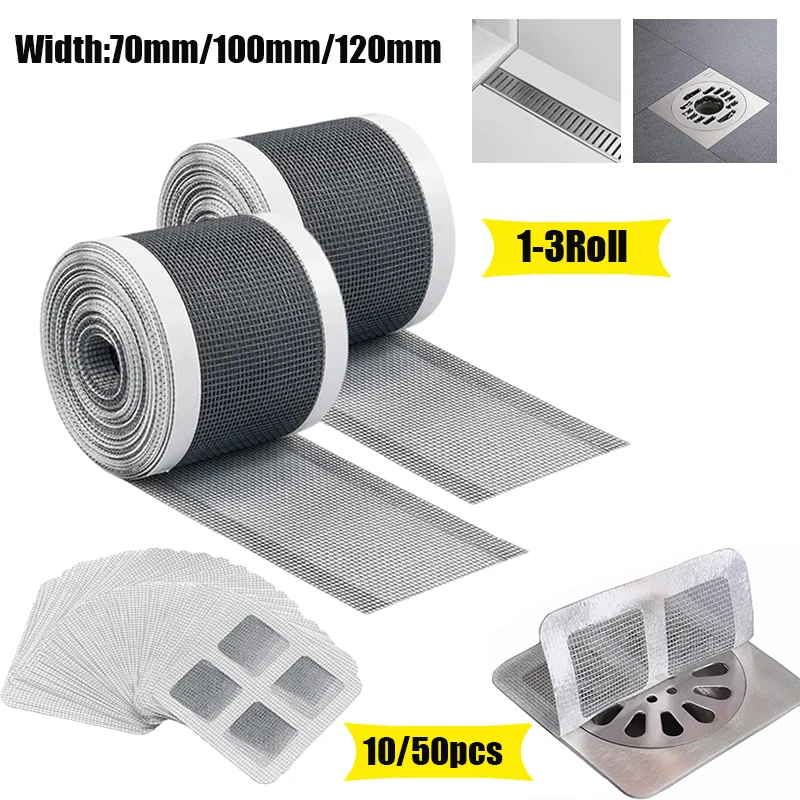 1–3 Rollen schneidbarer Duschablauf, Haarfänger, selbstklebende Bodenablauf-Aufkleber, Einweg-Netz, für Badezimmer, Küche, Waschbecken, Haarfilter – Detail 1