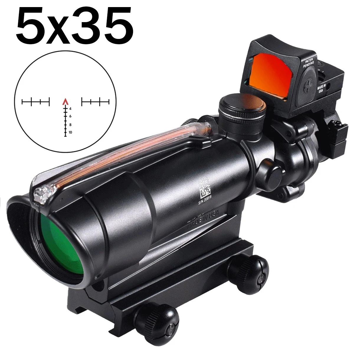 

Оптический прицел 5x35 True Fiber Red Optics с подсветкой, тактический коллиматорный прицел для крепления на 20-мм планку AR15, аксессуары для охоты