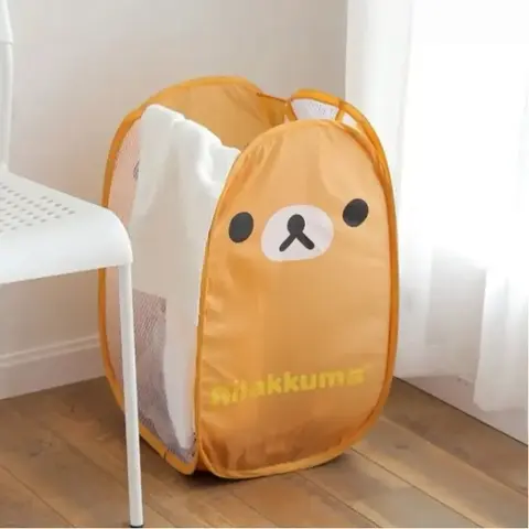 जापानी Rilakkuma जाल तह बड़े क्षमता कपड़े धोने की टोकरी कार्टून पोर्टेबल भंडारण फ्रेम छात्रावास घरेलू कपड़े धोने की टोकरी 12 best sales रिलक्कुमा सहायक उपकरण - №12