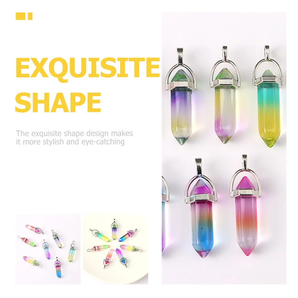 7 Pcs Double Pointed Hexagonal Column Crane DIY Necklace Pendant Fashion Bracelet Jewelry Making for Hanging Creative Earring