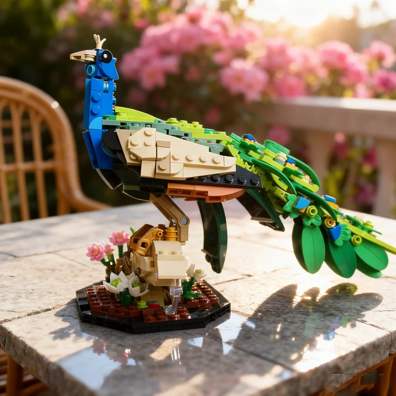 727pcs MOC 21342 Exotic Peacock Icons Model Christmas Gift Decorative Creative Collectible For Living Room Art