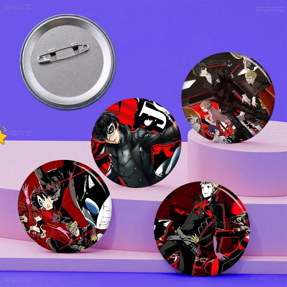 Broches de fotos de videojuegos P-Persona 5, insignias redondas creativas, regalos, pines de 32/44/58 mm