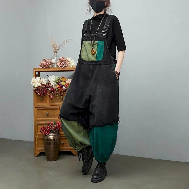 

Jumpsuits for Women Large Size One Piece Outfits Women Rompes Loose Korean Style Casual Vintage Playsuits Women Clothing XT1598