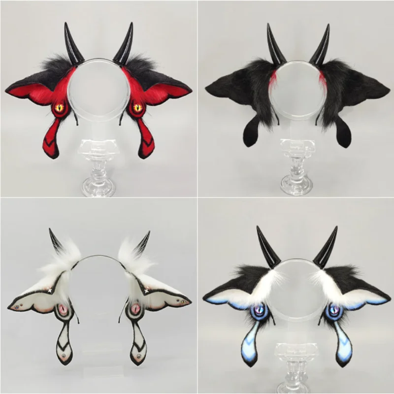 Strange Fantasy Creatures Furry Ears Headband Animal Moth Ears Sweater Headgear Cosplay Halloween Carnival Dress Up