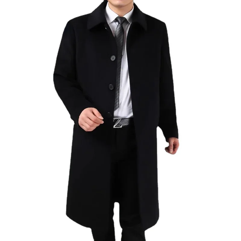 

Autumn Winter 90% Cashmere Coat Men's Knee Long Woolen Jacket Business Casual Large Size Clothes Men Clothing Loose Warm Top 6XL