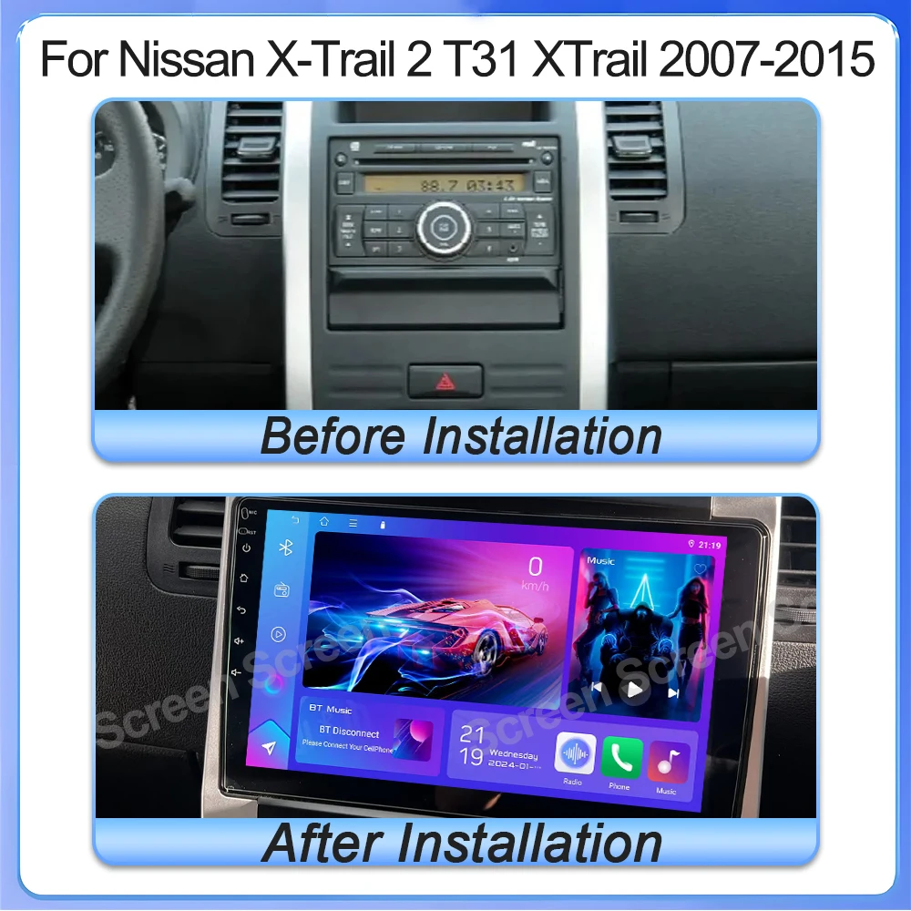 أندرويد 15 Carplay راديو السيارة التلقائي لنيسان X-Trail 2 T31 XTrail 2007 - 2015 مشغل فيديو 5G كاميرا الوسائط المتعددة DSP GPS WiFi RDS