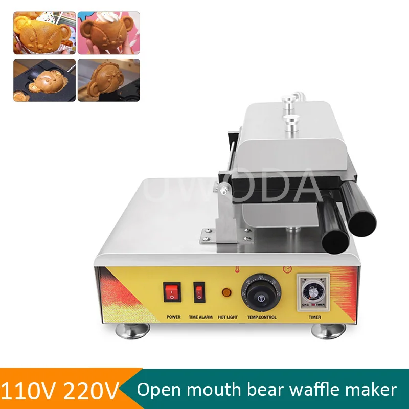 Bear Shaped Waffle Cone Baking Cake Equipment Hot Selling Teddy Bear Shaped Mini Waffle Cake Maker Cute Bear Head Waffle Machine