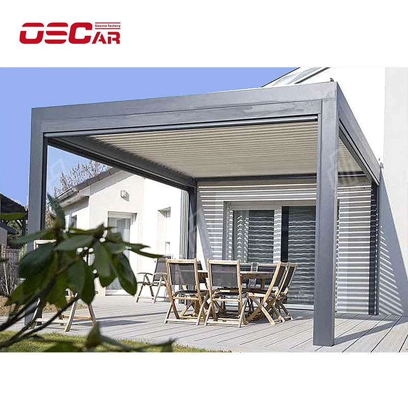 3x3m 3x4m Pergola Gazebo Waterproof Bioclimatic Outdoor Garden Manual Louvered RoofAluminum Pergola