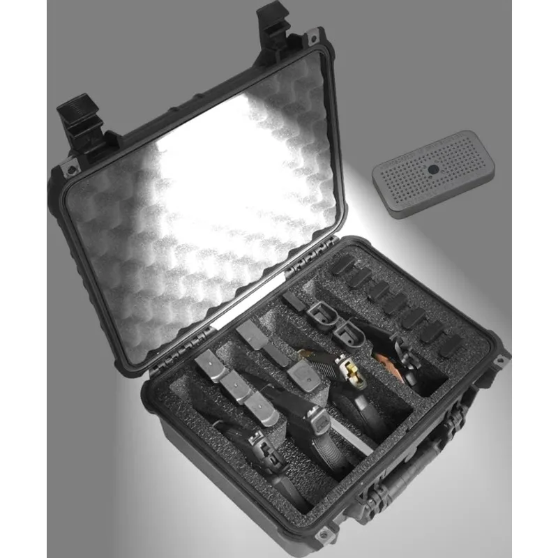 

4 Pistol and 16 Magazine Pre-Cut Heavy Duty Waterproof Case with Included Silica Gel Canister to Help Prevent Gun Rust