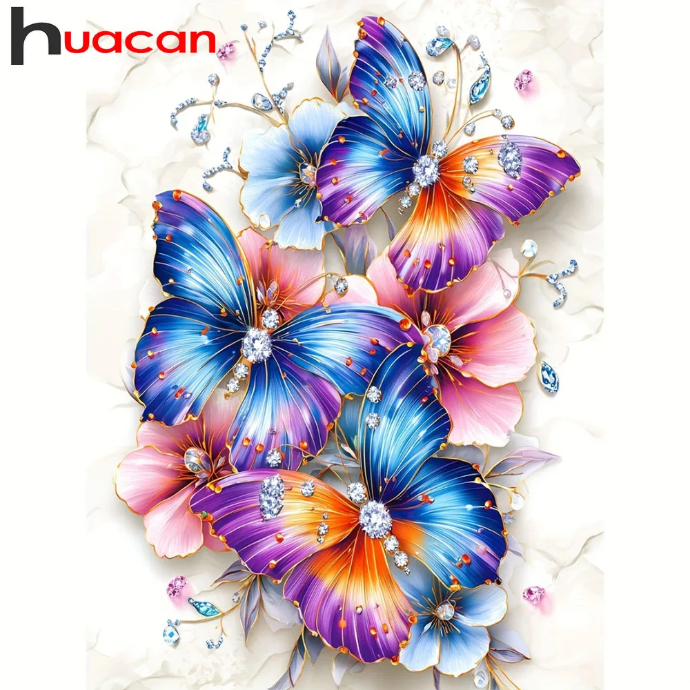 Huacan 5D Diamantmalerei Bunter Schmetterling Diamant-Mosaik Tier-Blumen-Kunst Heim-Wanddekoration Geschenke