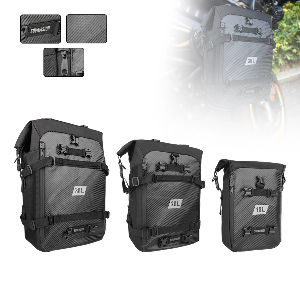 Motorcycle Back Seat Bag 10/20/30L Waterproof Multifunctional Saddle Side Luggage Bag cycling backpack Universal Saddle bag