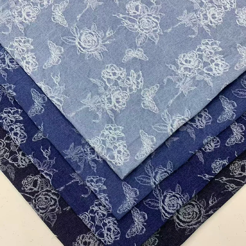 

Denim Fabric Thickened Butterfly Jacquard Washed Denim For Sewing Dresses Bags Pants bags hats DIY Denim Fabric