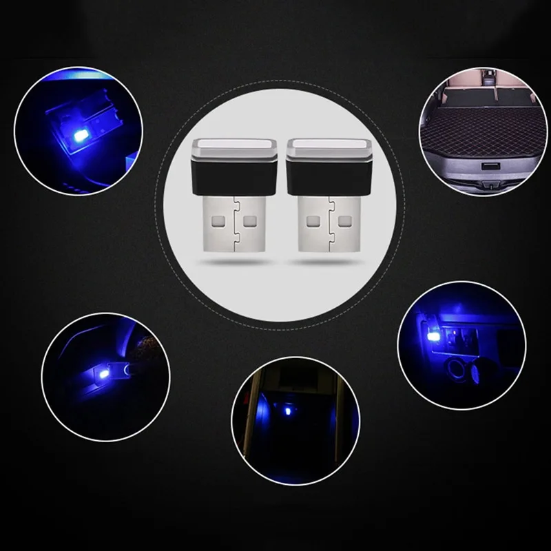 

1Pcs Auto Car USB LED Atmosphere Lamp Auto Interior Lights Decoration Emergency Lamp Auto Colorful Light for Car Accessories