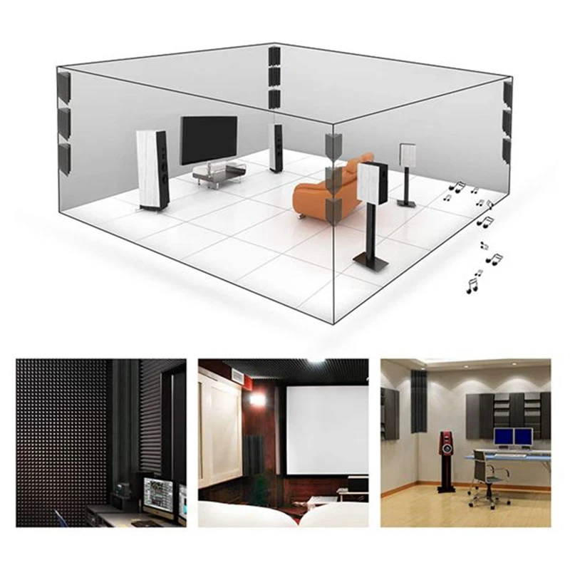 4 шт., акустические панели из пены, шумоизоляция высокой плотности, огнестойкая басовая ловушка, пена для домашнего кинотеатра, 18x18x30 см