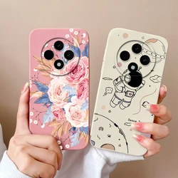 Fun Astronaut Cover For Oppo Reno 12F Phone Case Art Flower Soft Liquid Silicone Fashion Bumper For Oppo Reno12F Protector Funda