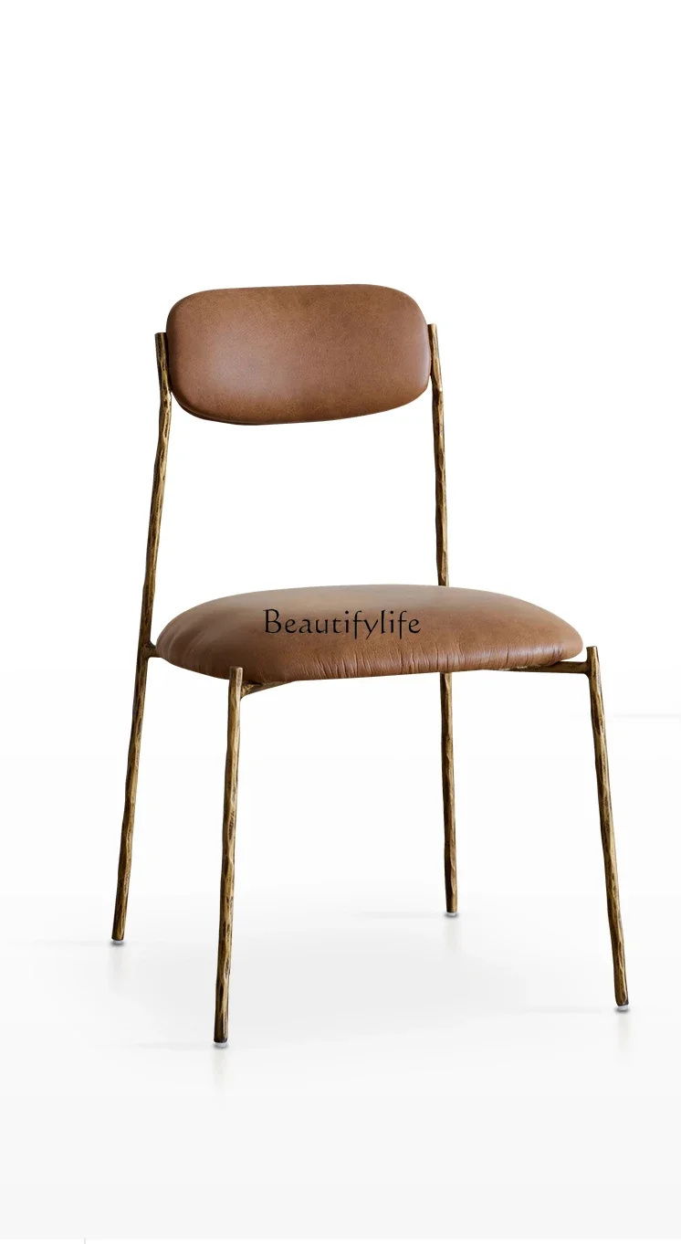 FG-Medieval style wabi sabi dining chair retro copper restaurant industrial style handmade metal forging chair