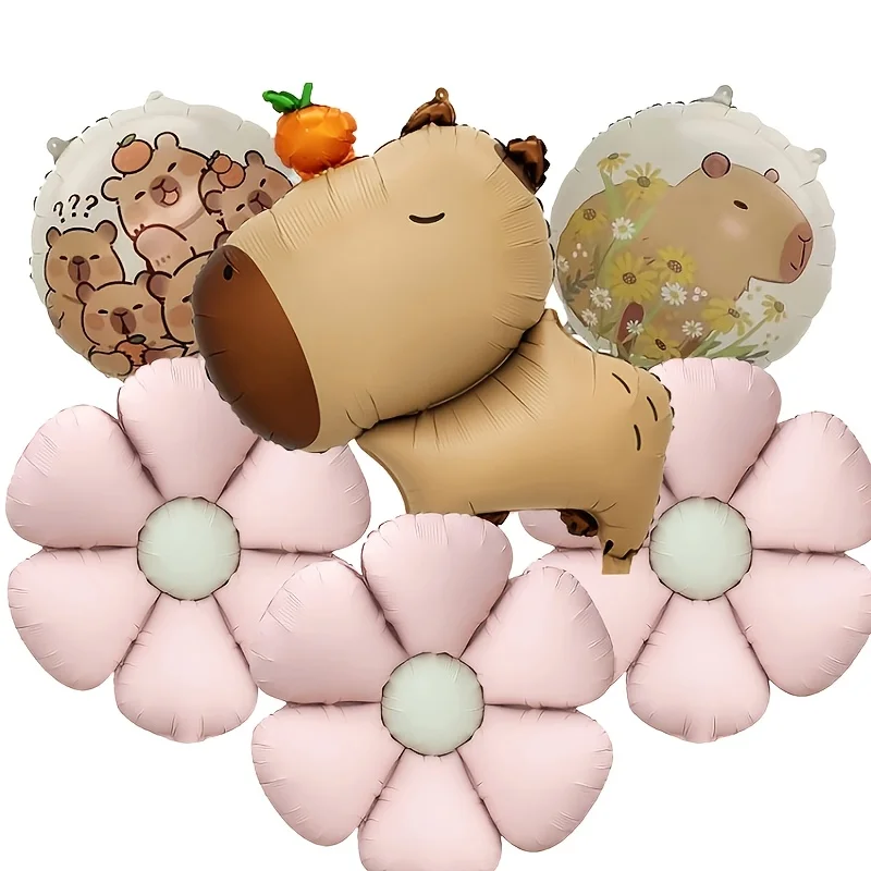 6 قطعة الكرتون الحيوان كابيبارا ديزي الألومنيوم احباط بالون مجموعة الطفل حفلة عيد ميلاد الديكور احباط بالون استحمام الطفل هدية المورد