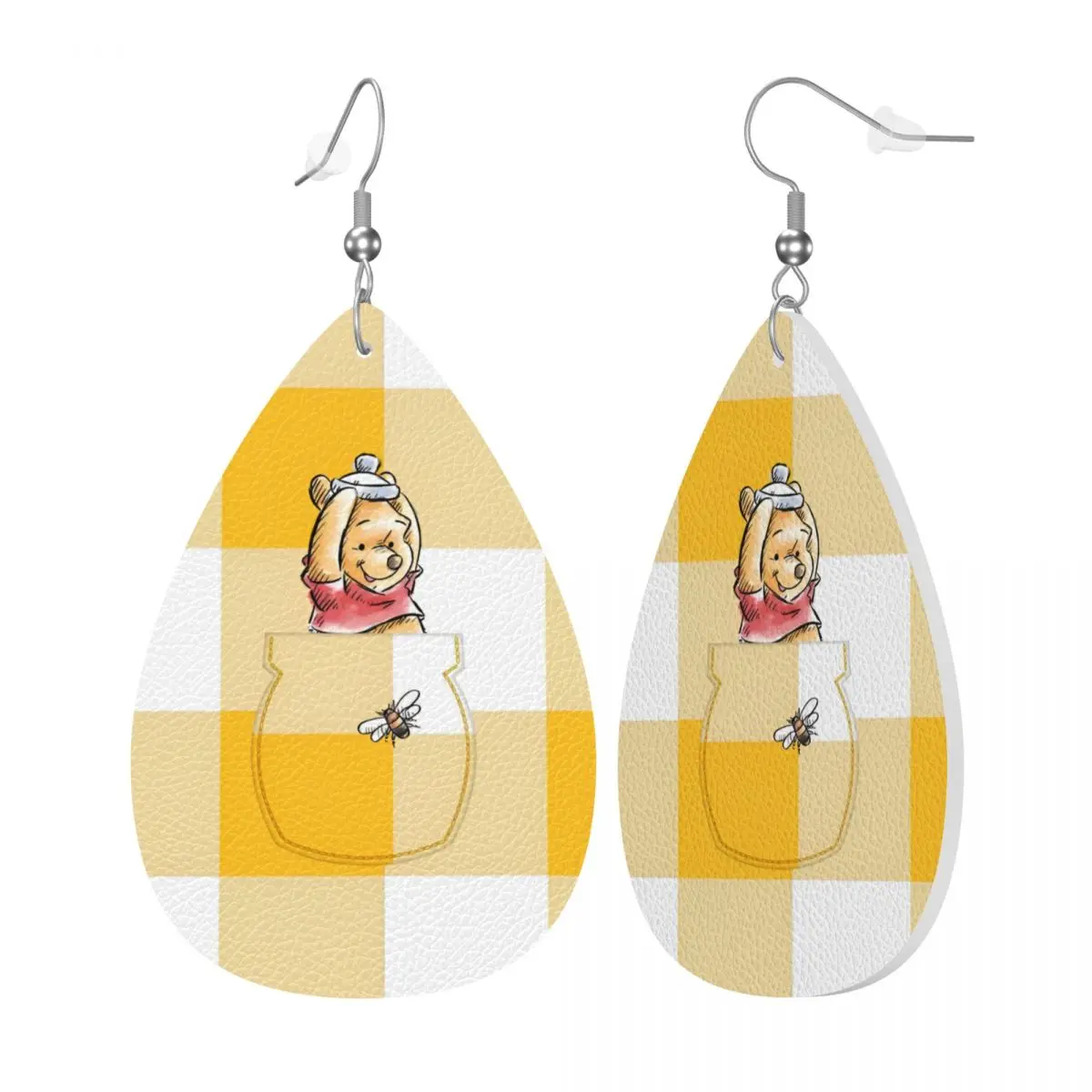 Custom Winnie The Pooh PVC Leather Earrings Dangle Earrings Jewelry For Women For Wife Mother Gift view 2