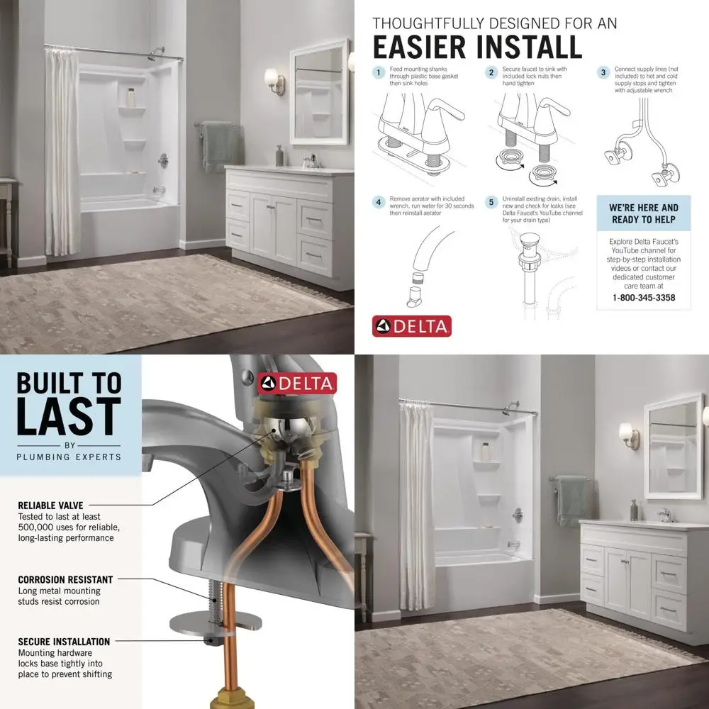 

Chrome 1-Handle Centerset Faucet with Metal Push-Pop Drain, B510LF for Bathroom Sink