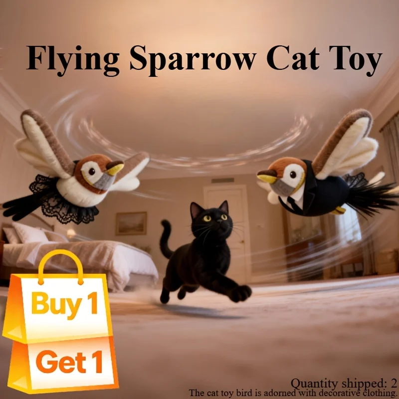 

Buy One Get One Free Flying Sparrow Cat Toy (Quantity: 2) Indoor/Outdoor Rechargeable Cordless Flying Bird Cat Toy, Fluttering A