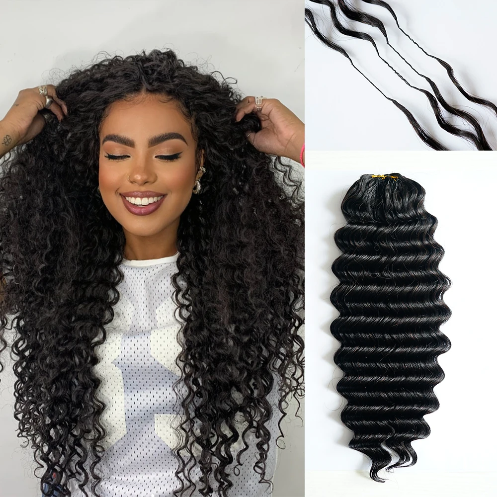 

Natural Black Deep Wave Crochet Human Hair for Black Women Pre Separated Crochet 1/3/4 Bundles Extensions Human Hair 100% Human