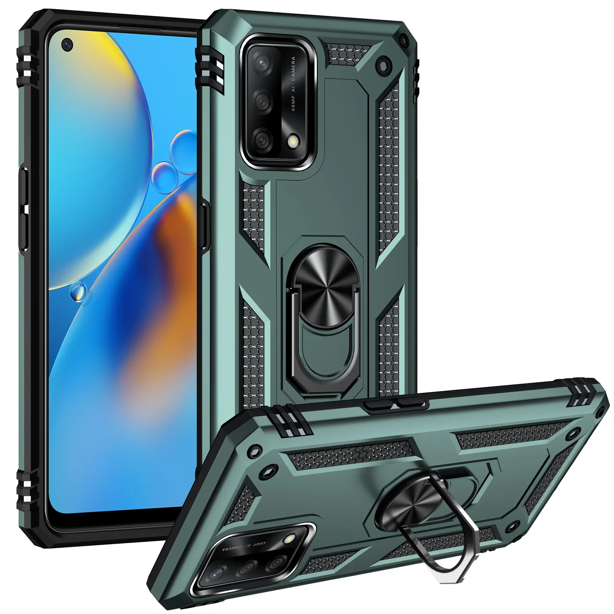 Oppo A74 F19 케이스용 충격 방지 커버 Oppo A74 CPH2219 링 홀더 폰 케이스 OPPO F19 A74 4G Funda F19 Coque Capa 케이스