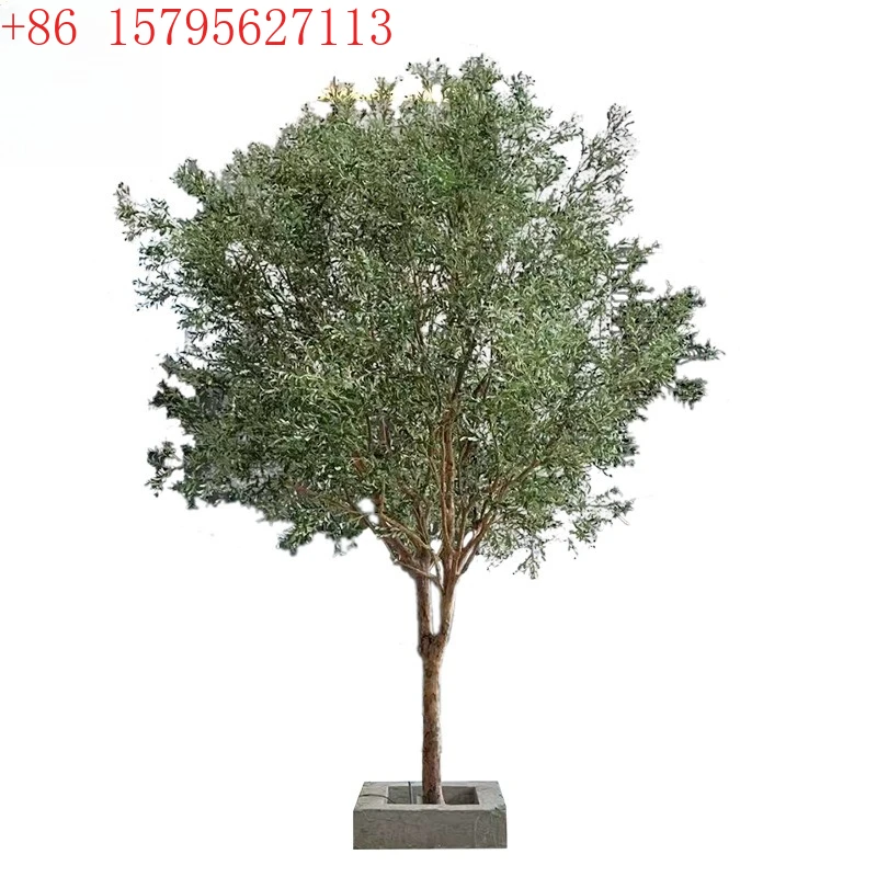 Simulation olive tree real wooden pole shape, large fake tree, plant outdoor