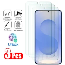 삼성 갤럭시 S25 S24 울트라 S24FE 화면 보호기에 대한 3PCS 강화 유리 S25 플러스 S24 FE 유리 지문 잠금 해제
