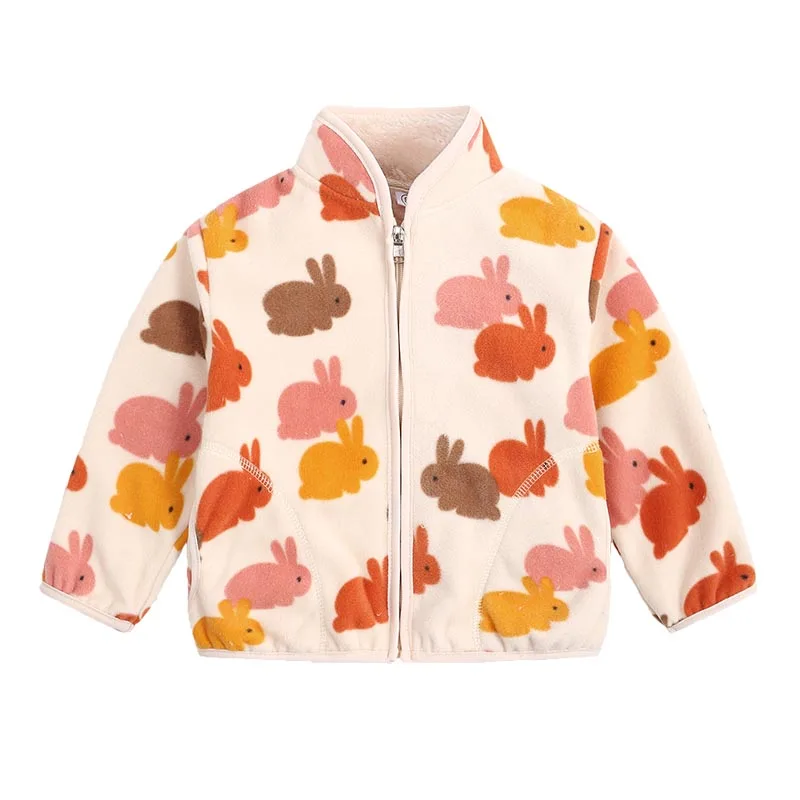 Chaqueta para bebé recién nacido, ropa de 0 a 3, 6, 9, 12, 18 y 24 meses, bonito conejo de lana rosa, prendas de vestir exteriores para niña pequeña, Invierno 2024