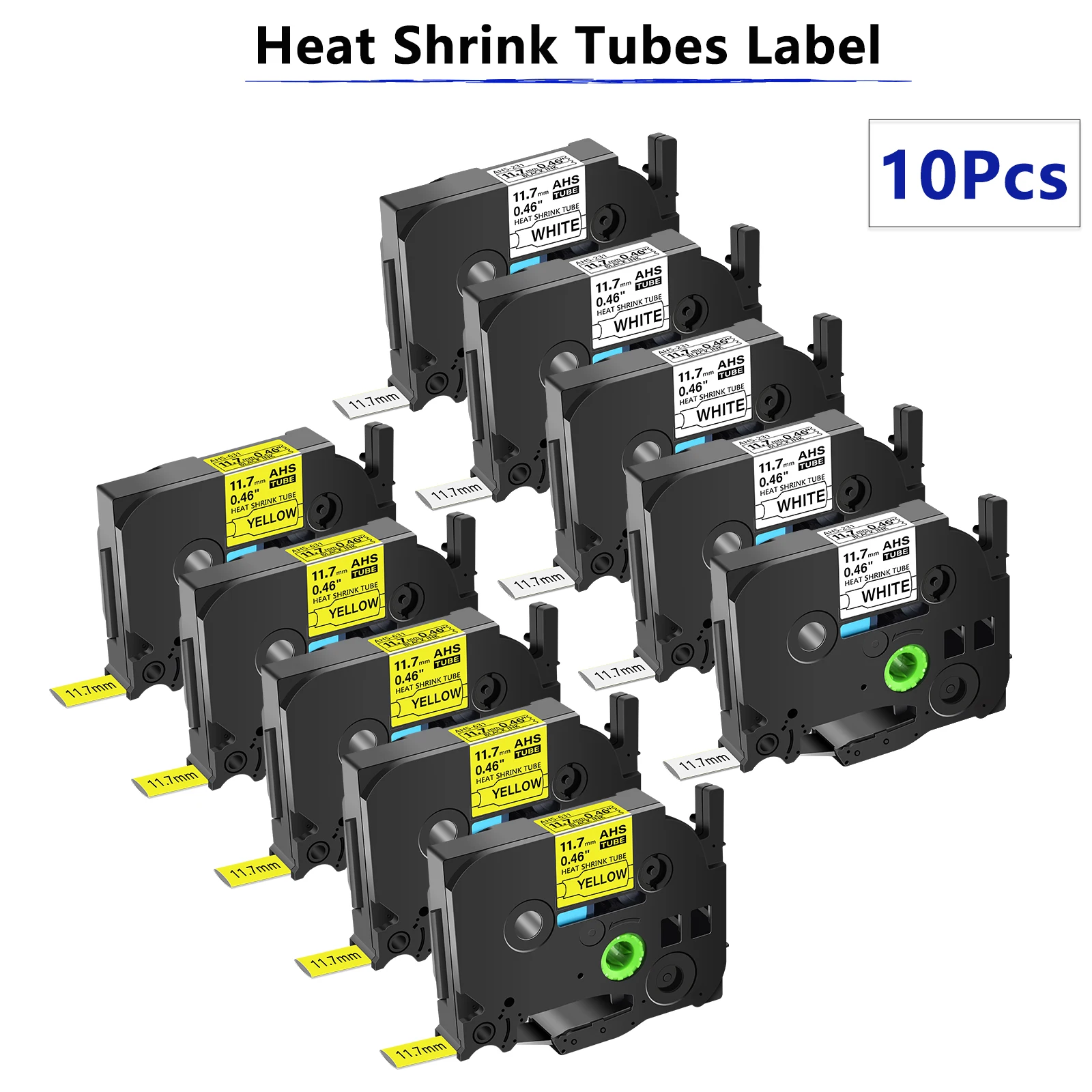 

5/10 шт. этикетки для термоусадочных трубок, совместимые с Brother HS HSE-231 Hs-631 Hse-241 11,7 мм лента для печати этикеток P-Touch PT-E550W