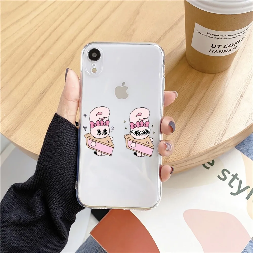 Etui na telefon Cute Pink Rabbit esther bunny do Iphone 15 11 13 14 Pro Max 7 8 Plus X Xr Xs Max Se2020 12 mini Transparent Cover