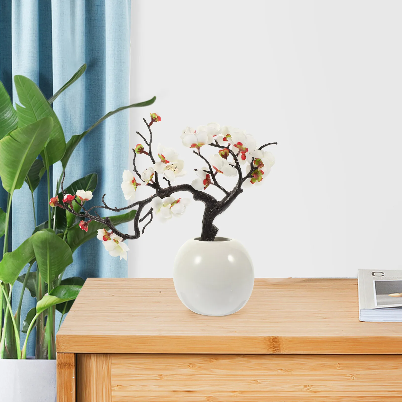

Simulated Wintersweets Bonsai Artificial Potted Plant Home Office Desktop Decoration Faux Flower Indoor Kitchen Decor Fake