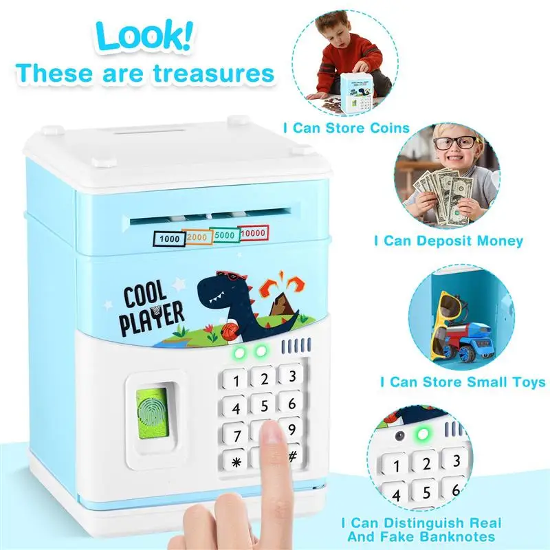 Electronic Piggy Bank Cartoon ATM Safety Cash Coin Money Saving Banks With Password Automatic Deposit Banknote For Kids Gift