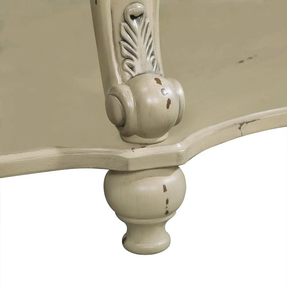 โต๊ะกาแฟไม้รูปไข่ขนาด 42 นิ้ว พร้อมชั้นวางของ 2 ชั้น โต๊ะค็อกเทลไม้เนื้อแข็ง สีเบจเอสเปรสโซ ผิวแบบดิสเทรส ประกอบง่าย