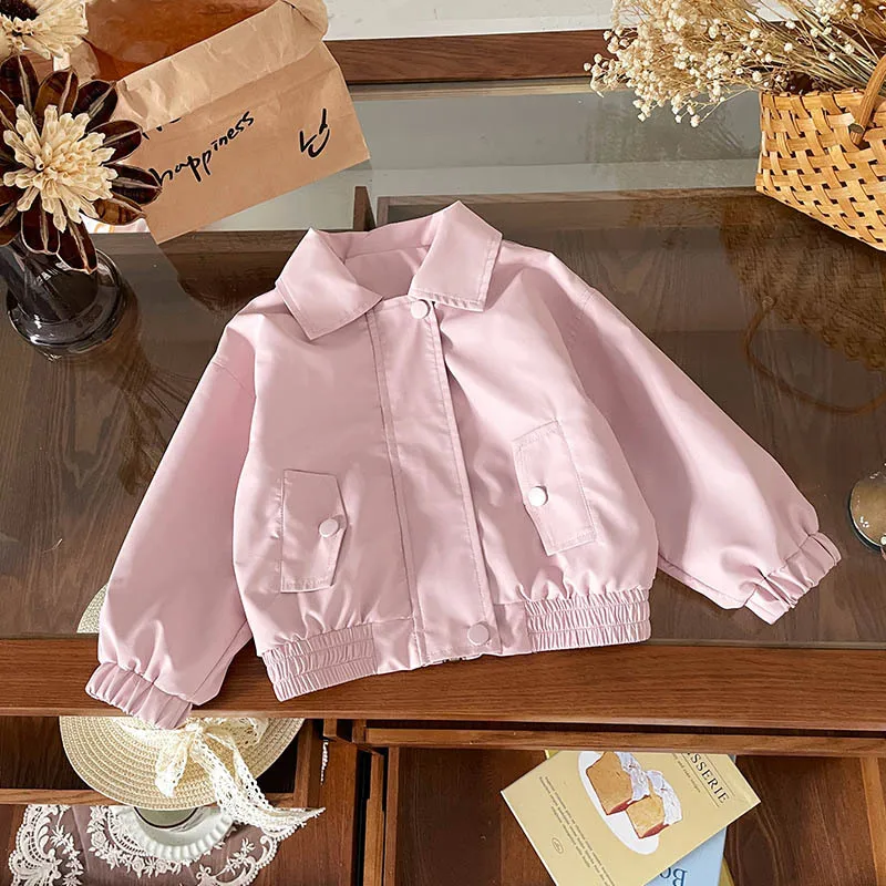 

Детское пальто для маленьких девочек, новая осенняя куртка с отложным воротником и длинными рукавами для маленьких девочек, детская верхняя одежда с карманом кролика для девочек