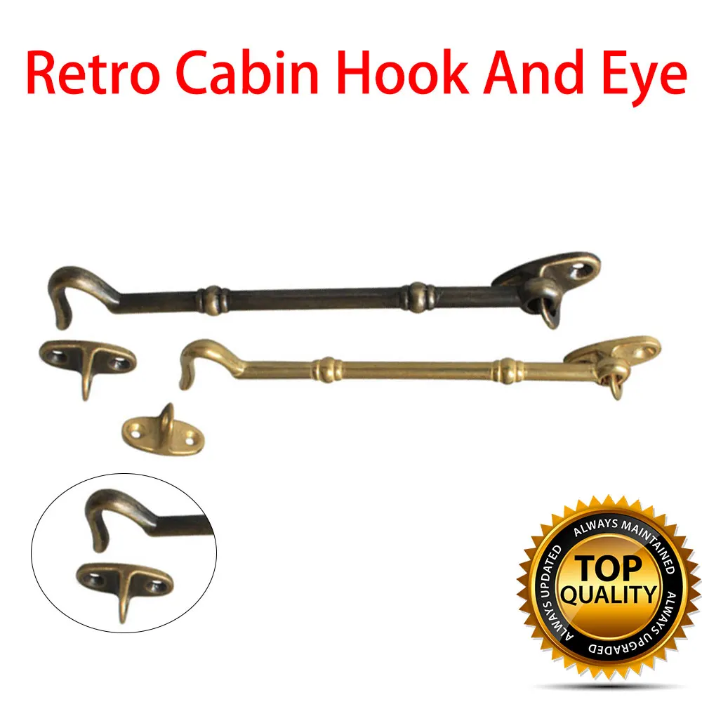 10.5/15/22.5cm Cabin Hooks Brass Window Lock Extra Long Wire Garden Gate Shed Door Latch Hook