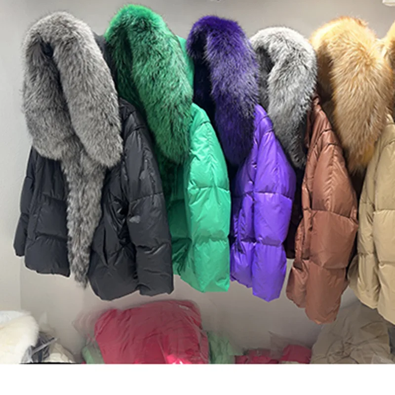 

Autumn and winter down jackets for women's high-end women's new 90 white duck down fashion fox fur hooded women's winter 2024