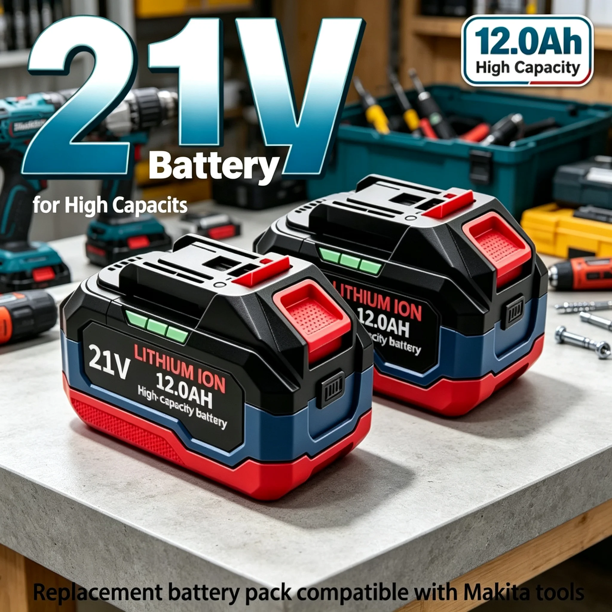 Compatible Replacement Battery For Makita 21V 6.0Ah 9.0Ah 12.0Ah Fit DGA404 DTW700 DHR202 DJV182 DDF487 Power Tools