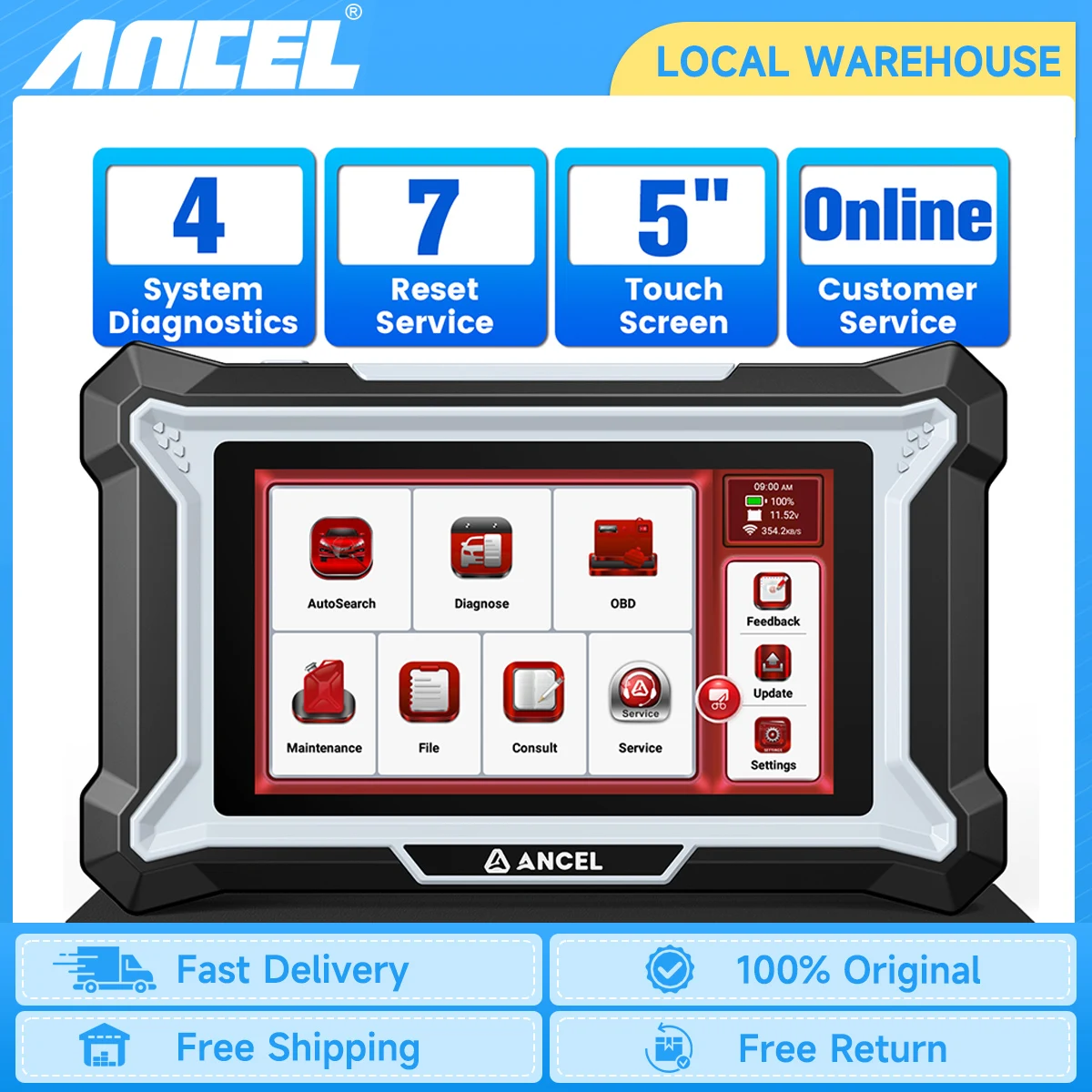 

ANCEL DS100 OBD2 Car Diagnostic Tool ABS SRS Engine AT Oil 7 Reset Code Reader OBD 2 Automotive Scanner Lifetime Free Update