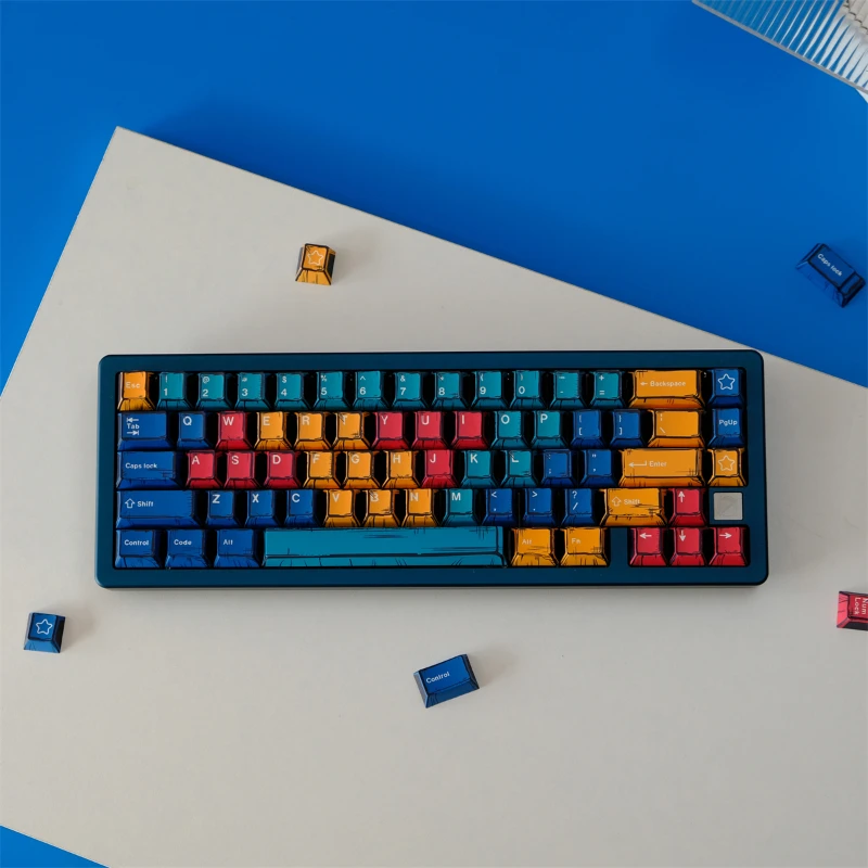 

GMK 150-клавиш, палитра в стиле комиксов, изготовленные на заказ колпачки для клавиш из ПБТ с вишневым профилем для механической оригинальной персонализированной клавиатуры