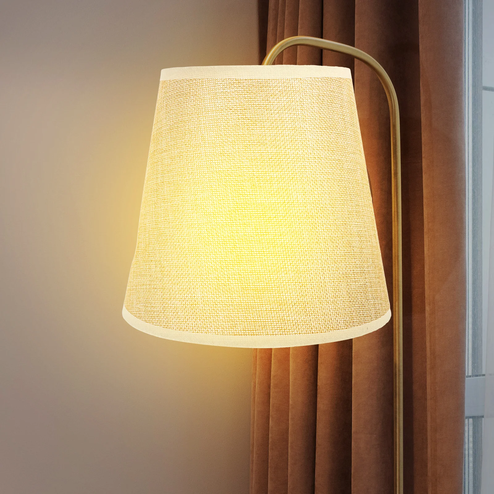 

Cylinder Lamp Cloth Fabric Linen Table Desk Bedside Replacement Shade Desk Lamp Shade Cover Dustproof Warm Metal