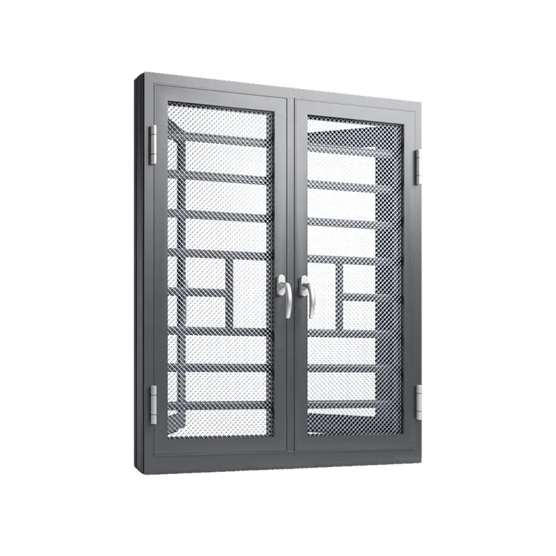 Soundproof Double Glazed Insulated Aluminum Window Frame Design Impact Energy Efficiency Aluminum Casement Windows With Screens