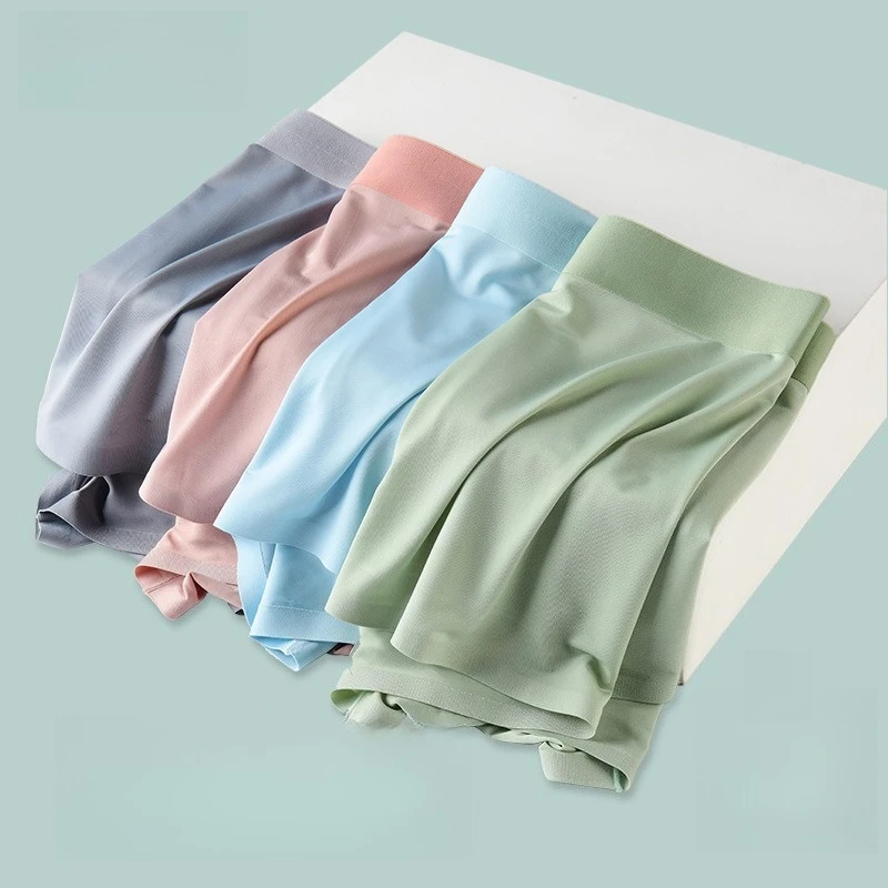 

Новые мужские трусы-боксеры из ледяного шелка для весны и лета, легкие бесшовные трусы-боксеры, молодежные однотонные трусы с квадратным вырезом