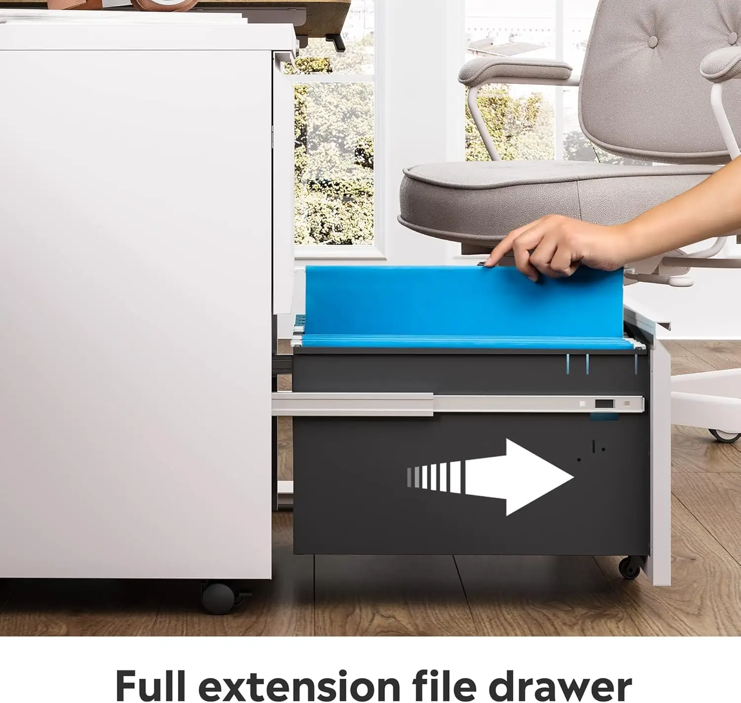 2 Drawer Mobile File Cabinet with Lock, Commercial Vertical Cabinet, White