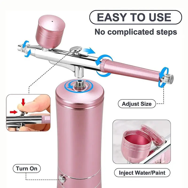 

A73P Rechargeable Cordless Airbrush Compressor with 0.4mm Nozzle for Barber, Nail Art, Makeup, Model Painting