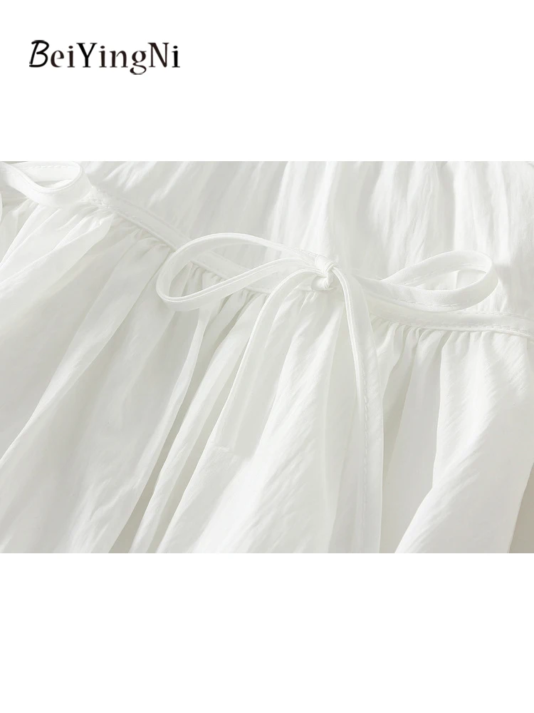 Beiyingni Women Mini Skirt Bow Tie Sexy Cute Korean Elastic Waist Tutu Bud A-line Skirts for Woman Summer Casual Slim Chic Jupes