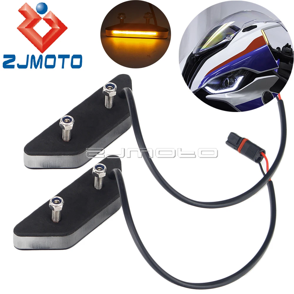 

Mirror Block Off Plate Motorcycle Turn Signal Light LED Flasher Flowing Amber For BMW S1000RR 2020-Up Blinker Signals Indicator